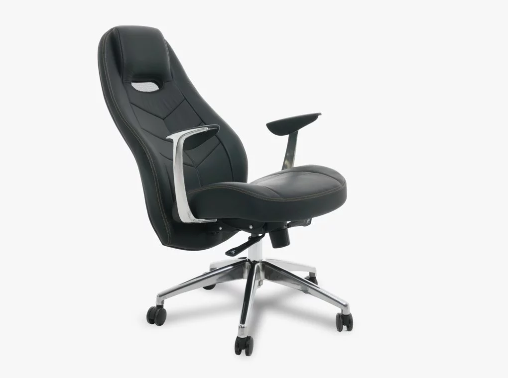 PRIMELINE F102 FEKETE VALÓDI BŐR IRODASZÉK