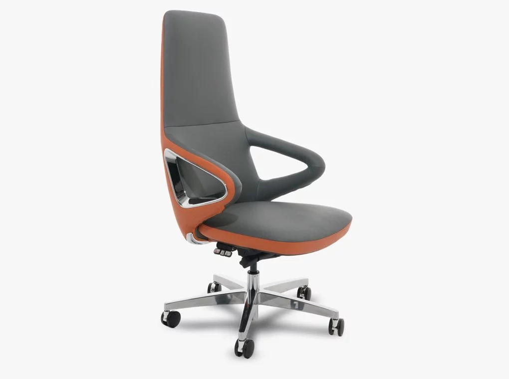 TITANIUM 201OD SZÜRKE/NARANCS VALÓDI BŐR IRODASZÉK